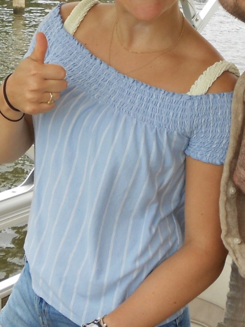 American Eagle Blue Off Shoulder Top